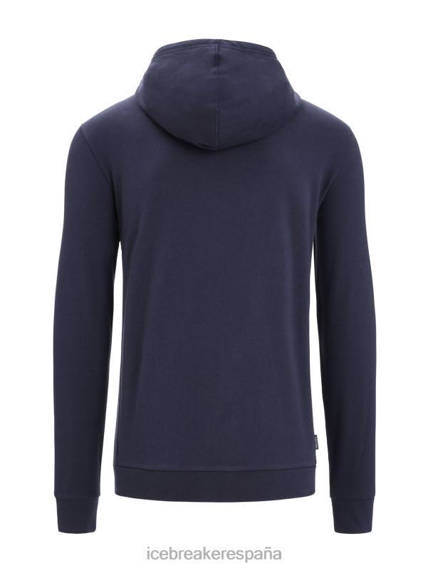 Icebreaker hombres sudadera con capucha y cremallera de manga larga merino central classic 0V2J0209 ropa azul marino de medianoche
