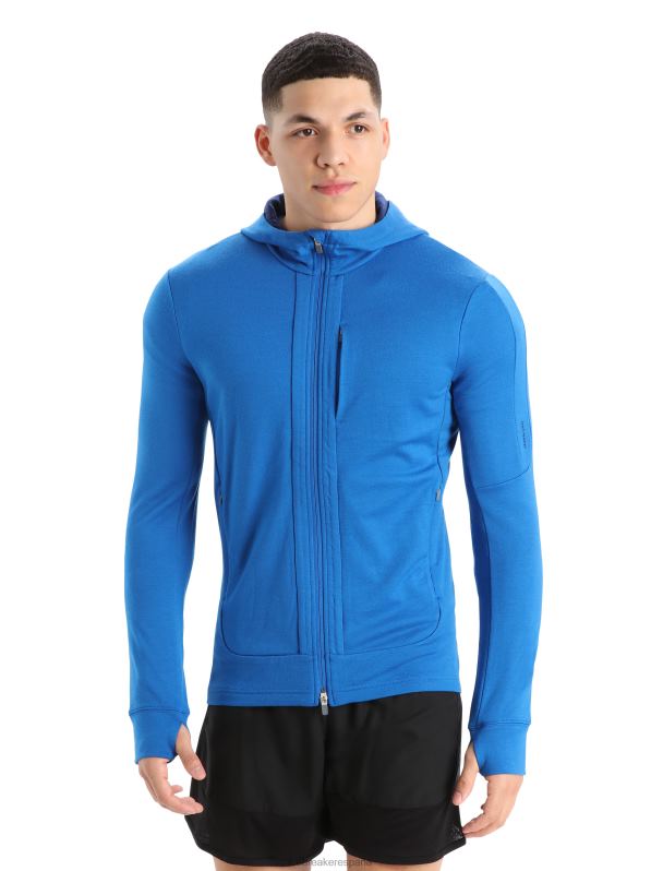 Icebreaker hombres sudadera con capucha y cremallera de manga larga merino quantum iii 0V2J0203 ropa lazurita/azul marino real