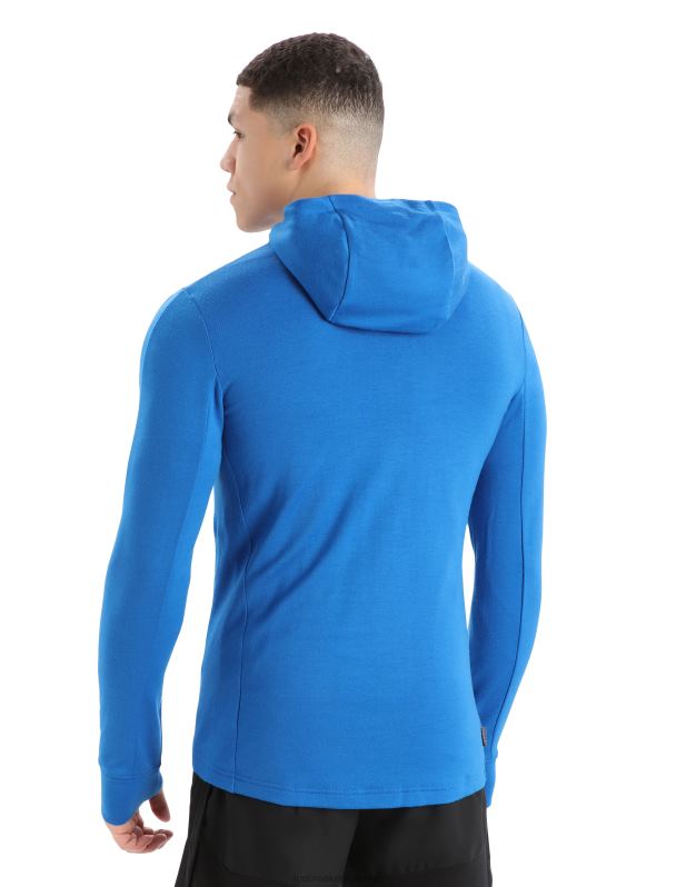 Icebreaker hombres sudadera con capucha y cremallera de manga larga merino quantum iii 0V2J0203 ropa lazurita/azul marino real
