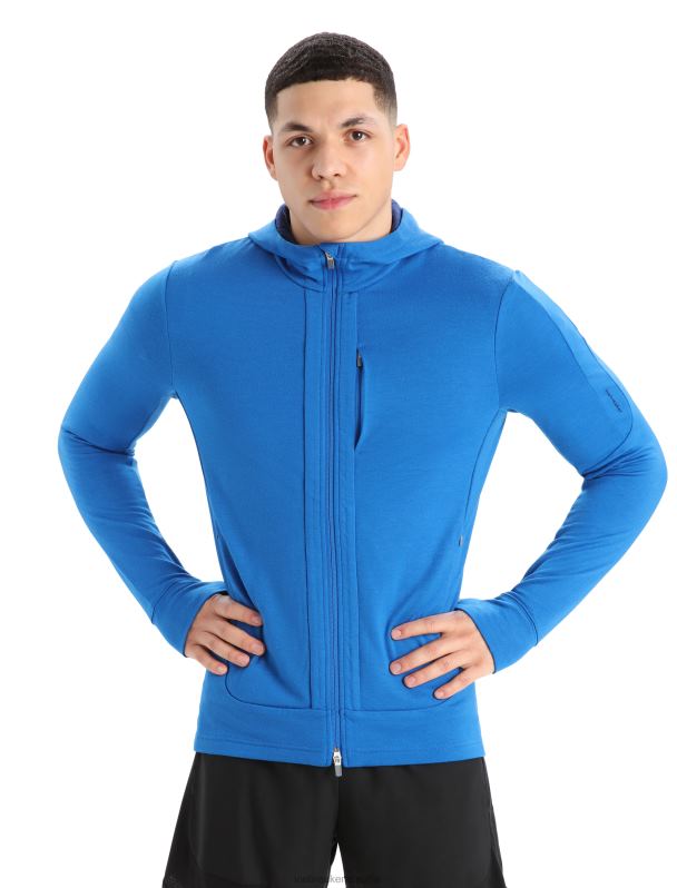 Icebreaker hombres sudadera con capucha y cremallera de manga larga merino quantum iii 0V2J0203 ropa lazurita/azul marino real