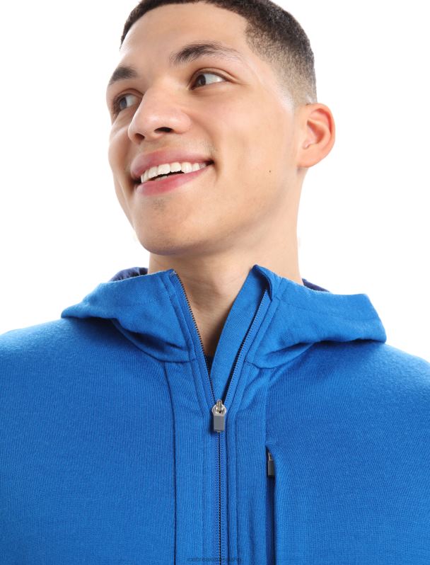 Icebreaker hombres sudadera con capucha y cremallera de manga larga merino quantum iii 0V2J0203 ropa lazurita/azul marino real