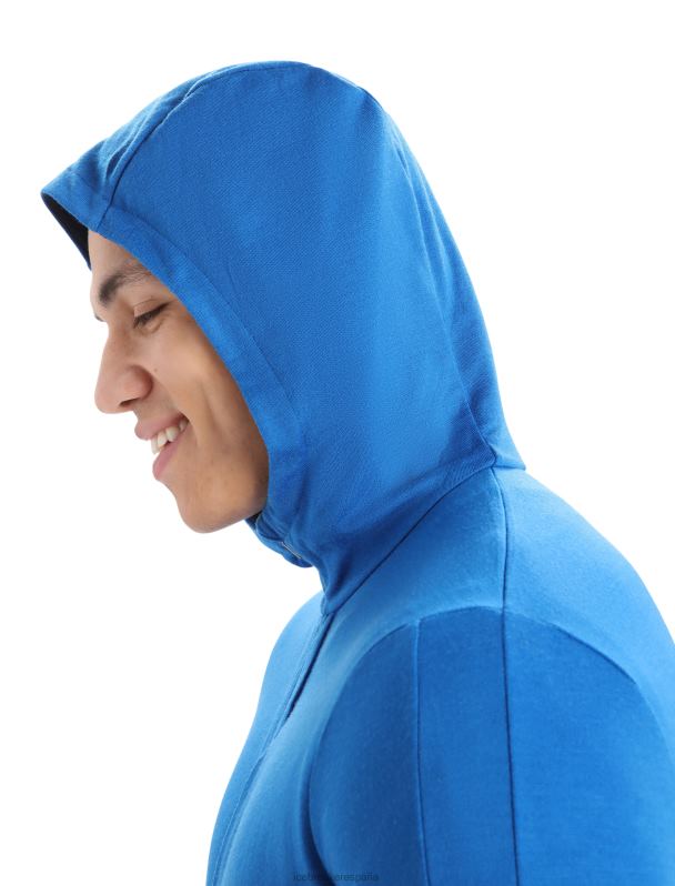 Icebreaker hombres sudadera con capucha y cremallera de manga larga merino quantum iii 0V2J0203 ropa lazurita/azul marino real