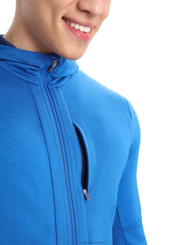 Icebreaker hombres sudadera con capucha y cremallera de manga larga merino quantum iii 0V2J0203 ropa lazurita/azul marino real