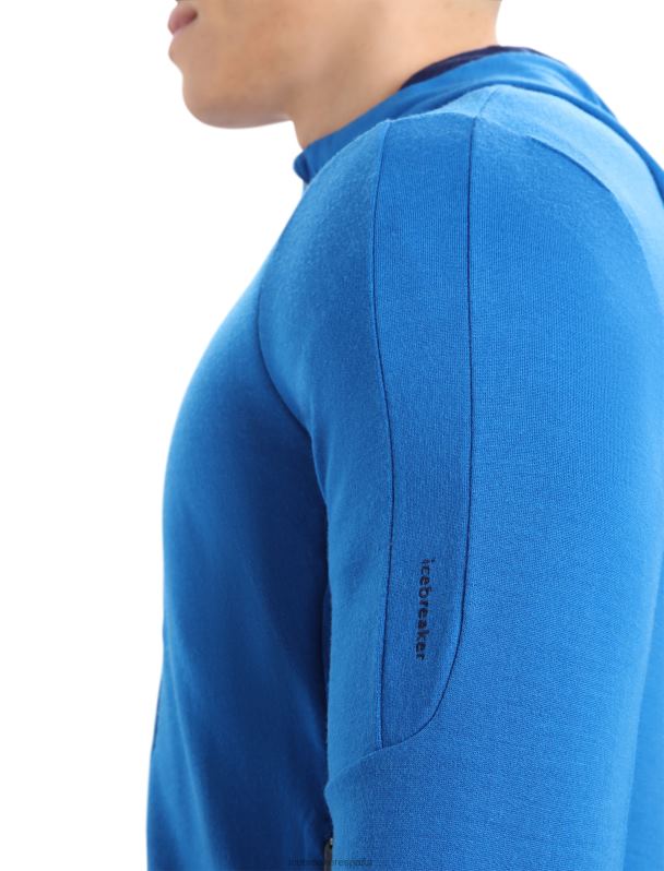 Icebreaker hombres sudadera con capucha y cremallera de manga larga merino quantum iii 0V2J0203 ropa lazurita/azul marino real