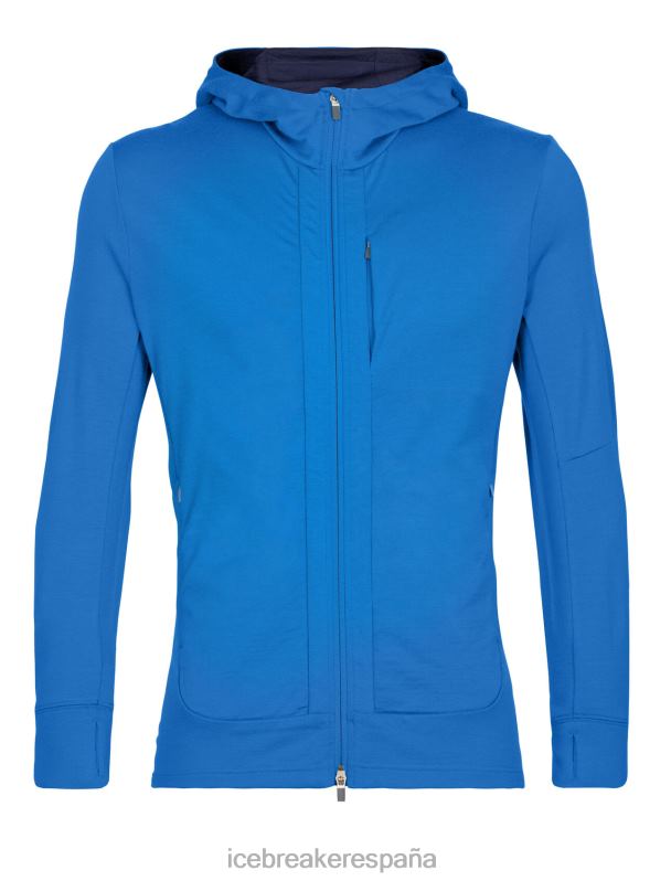 Icebreaker hombres sudadera con capucha y cremallera de manga larga merino quantum iii 0V2J0203 ropa lazurita/azul marino real