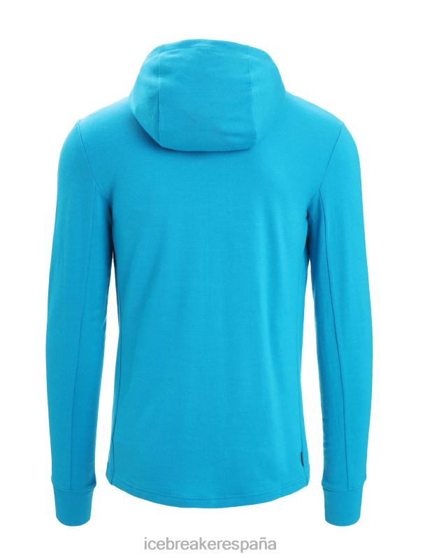 Icebreaker hombres sudadera con capucha y cremallera de manga larga merino quantum iii 0V2J0204 ropa azul geo/azul marino real