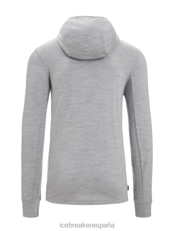 Icebreaker hombres sudadera con capucha y cremallera de manga larga merino quantum iii 0V2J0205 ropa metro jaspeado/negro