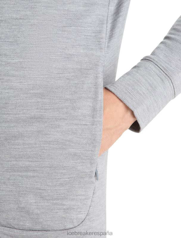 Icebreaker hombres sudadera con capucha y cremallera de manga larga merino quantum iii 0V2J0205 ropa metro jaspeado/negro