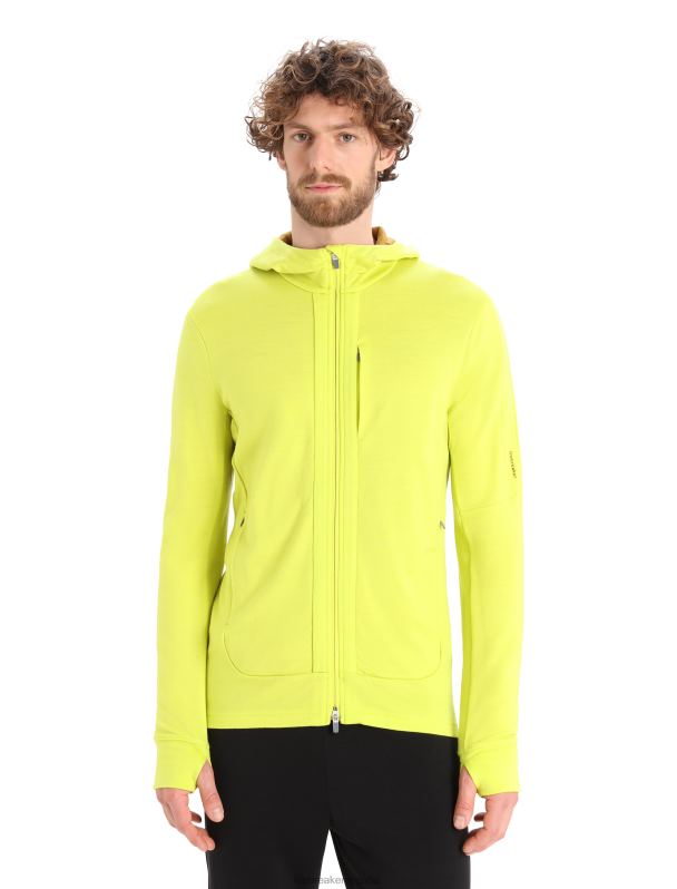 Icebreaker hombres sudadera con capucha y cremallera de manga larga merino quantum iii 0V2J0409 ropa brillo/clavo