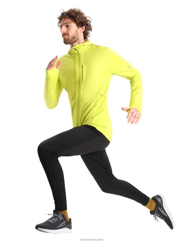 Icebreaker hombres sudadera con capucha y cremallera de manga larga merino quantum iii 0V2J0409 ropa brillo/clavo
