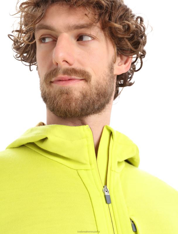 Icebreaker hombres sudadera con capucha y cremallera de manga larga merino quantum iii 0V2J0409 ropa brillo/clavo