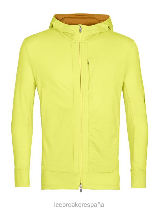 Icebreaker hombres sudadera con capucha y cremallera de manga larga merino quantum iii 0V2J0409 ropa brillo/clavo