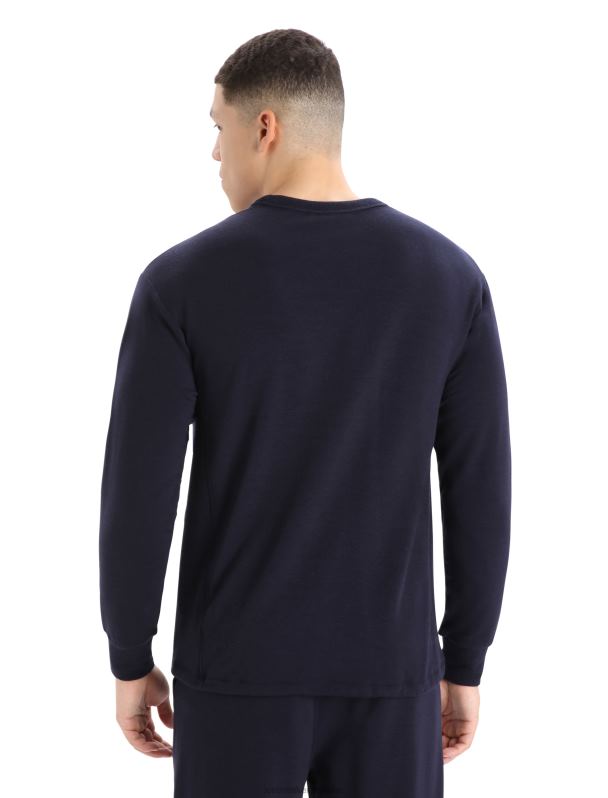 Icebreaker hombres sudadera de manga larga realfleece merino dalston 0V2J0398 ropa azul marino de medianoche
