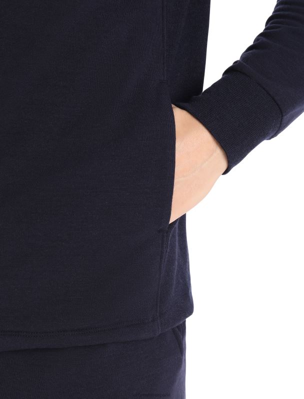 Icebreaker hombres sudadera de manga larga realfleece merino dalston 0V2J0398 ropa azul marino de medianoche
