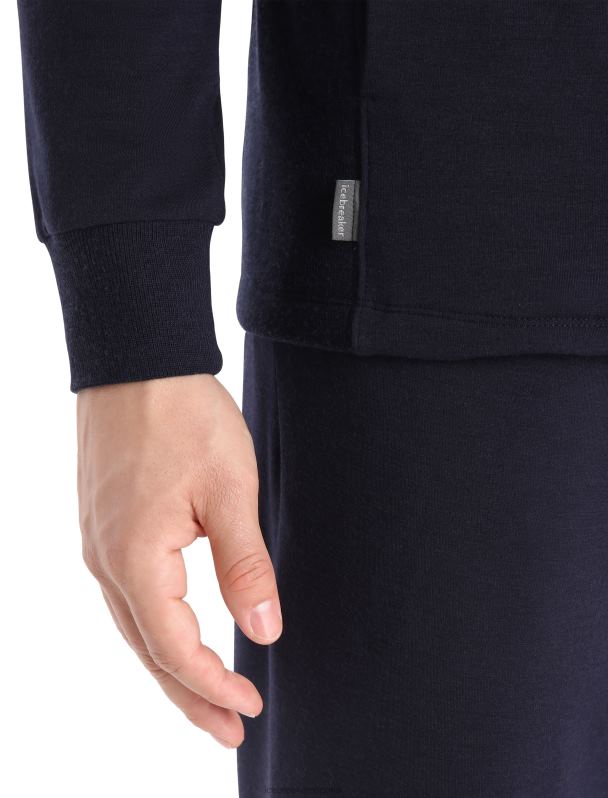 Icebreaker hombres sudadera de manga larga realfleece merino dalston 0V2J0398 ropa azul marino de medianoche