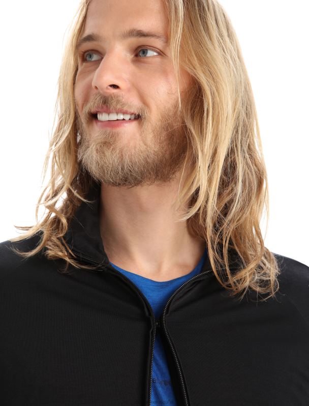 Icebreaker hombres top de manga larga con cremallera de merino Zoneknit 0V2J0229 ropa negro