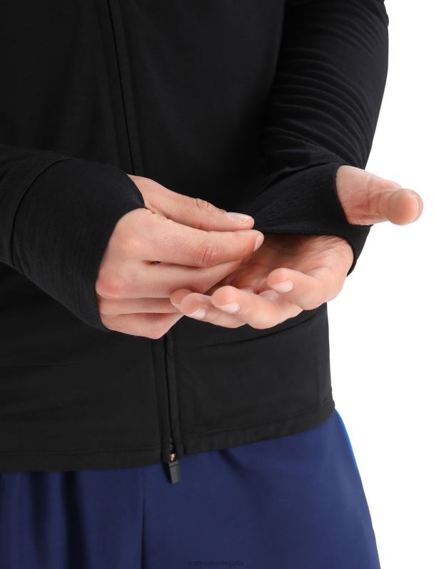 Icebreaker hombres top de manga larga con cremallera de merino Zoneknit 0V2J0229 ropa negro