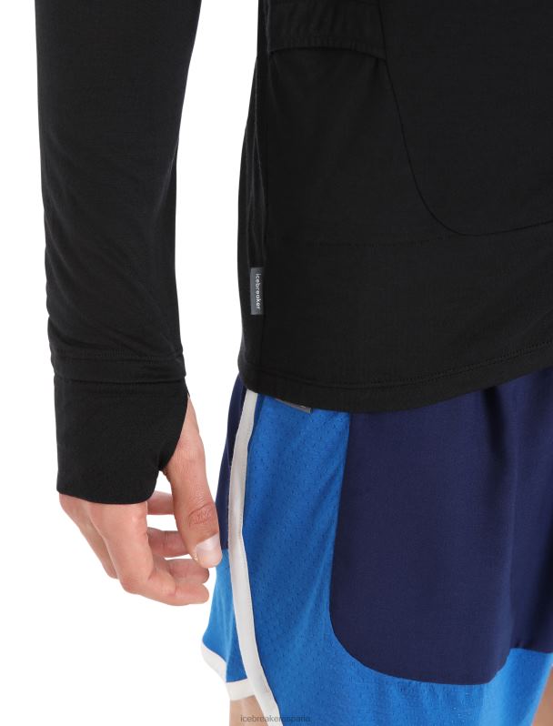 Icebreaker hombres top de manga larga con cremallera de merino Zoneknit 0V2J0229 ropa negro