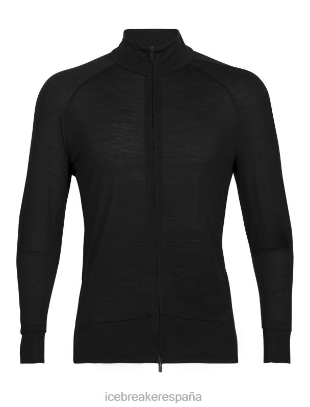 Icebreaker hombres top de manga larga con cremallera de merino Zoneknit 0V2J0229 ropa negro