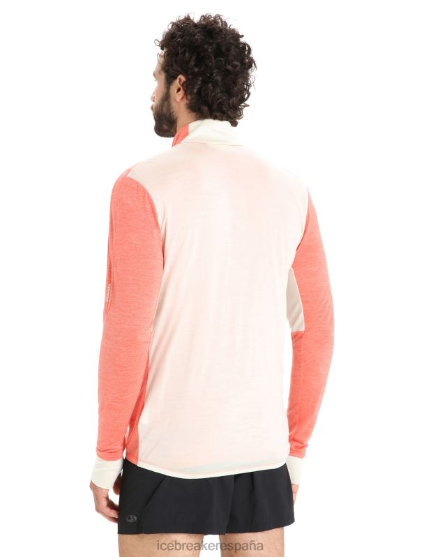 Icebreaker hombres top de manga larga con cremallera de merino Zoneknit 0V2J0230 ropa brezo/tiza de tierra vibrante