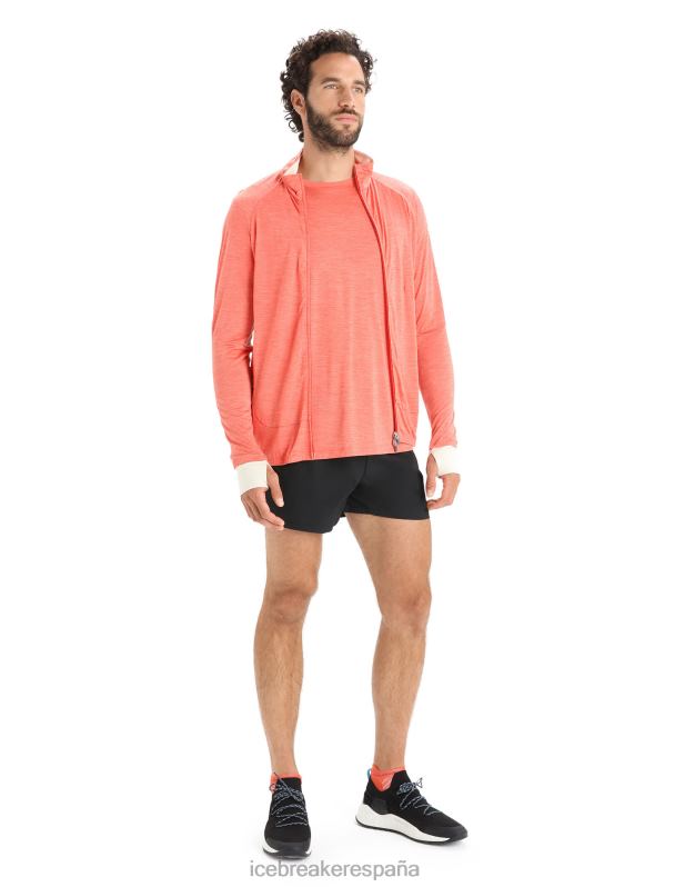 Icebreaker hombres top de manga larga con cremallera de merino Zoneknit 0V2J0230 ropa brezo/tiza de tierra vibrante
