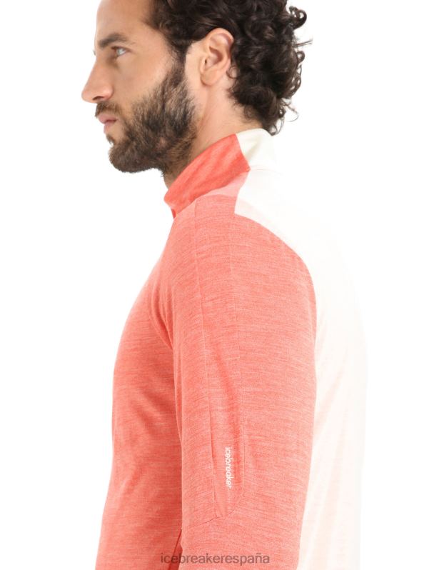 Icebreaker hombres top de manga larga con cremallera de merino Zoneknit 0V2J0230 ropa brezo/tiza de tierra vibrante