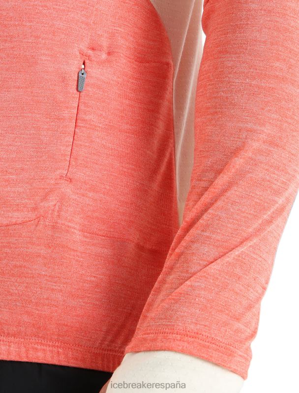 Icebreaker hombres top de manga larga con cremallera de merino Zoneknit 0V2J0230 ropa brezo/tiza de tierra vibrante