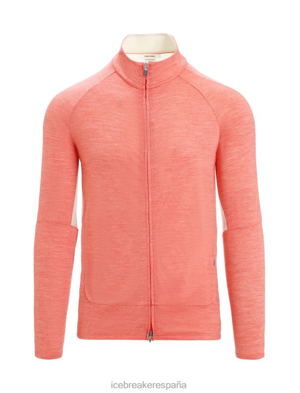 Icebreaker hombres top de manga larga con cremallera de merino Zoneknit 0V2J0230 ropa brezo/tiza de tierra vibrante
