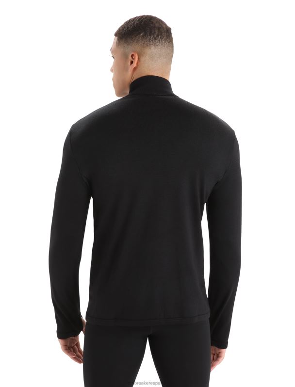 Icebreaker hombres top merino original de manga larga con media cremallera 0V2J0224 ropa negro