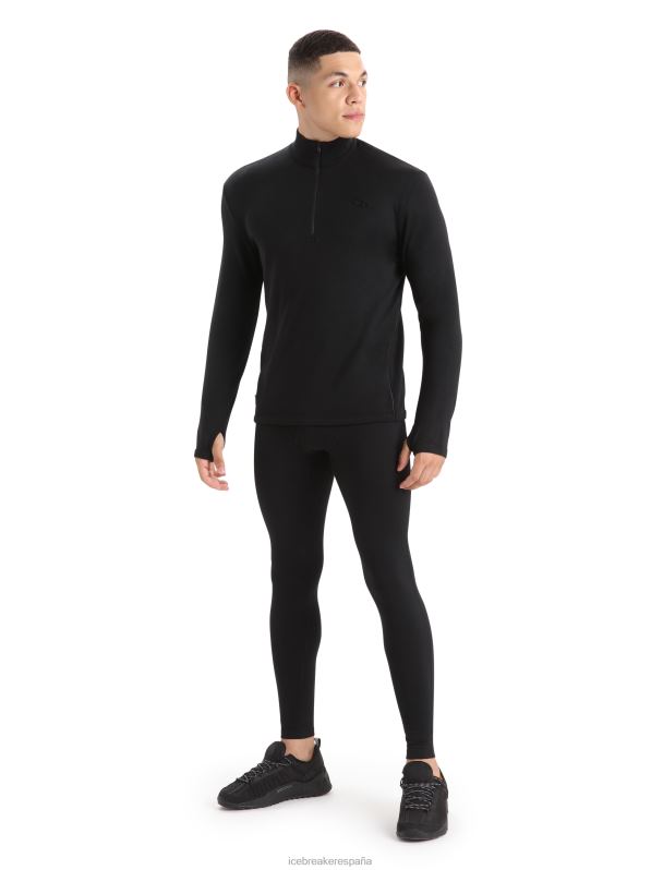 Icebreaker hombres top merino original de manga larga con media cremallera 0V2J0224 ropa negro
