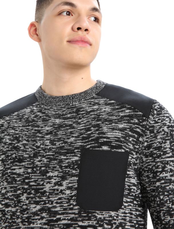 Icebreaker hombres suéter de lana merino barein 0V2J0361 ropa nieve negra