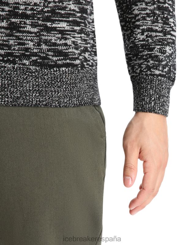 Icebreaker hombres suéter de lana merino barein 0V2J0361 ropa nieve negra