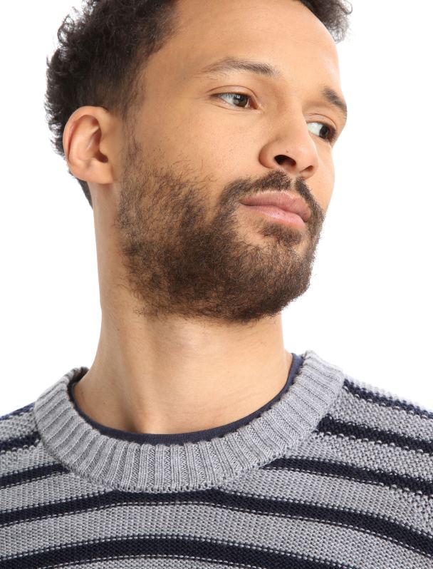 Icebreaker hombres suéter de lana merino waypoint 0V2J0392 ropa azul marino medianoche/gritstone jaspeado