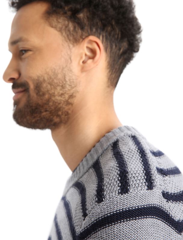 Icebreaker hombres suéter de lana merino waypoint 0V2J0392 ropa azul marino medianoche/gritstone jaspeado