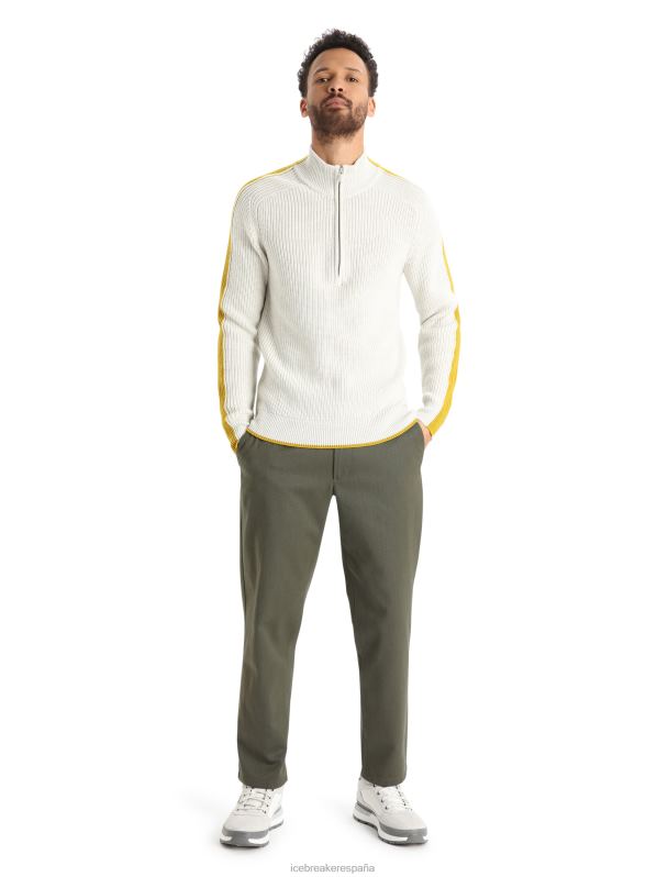 Icebreaker hombres suéter merino lodge de manga larga con media cremallera 0V2J0405 ropa crudo jaspeado/oro silencioso