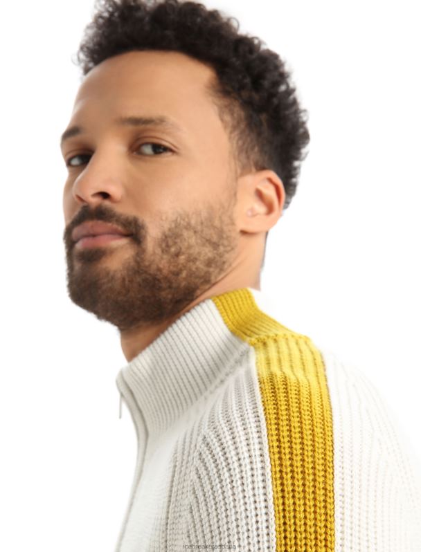 Icebreaker hombres suéter merino lodge de manga larga con media cremallera 0V2J0405 ropa crudo jaspeado/oro silencioso