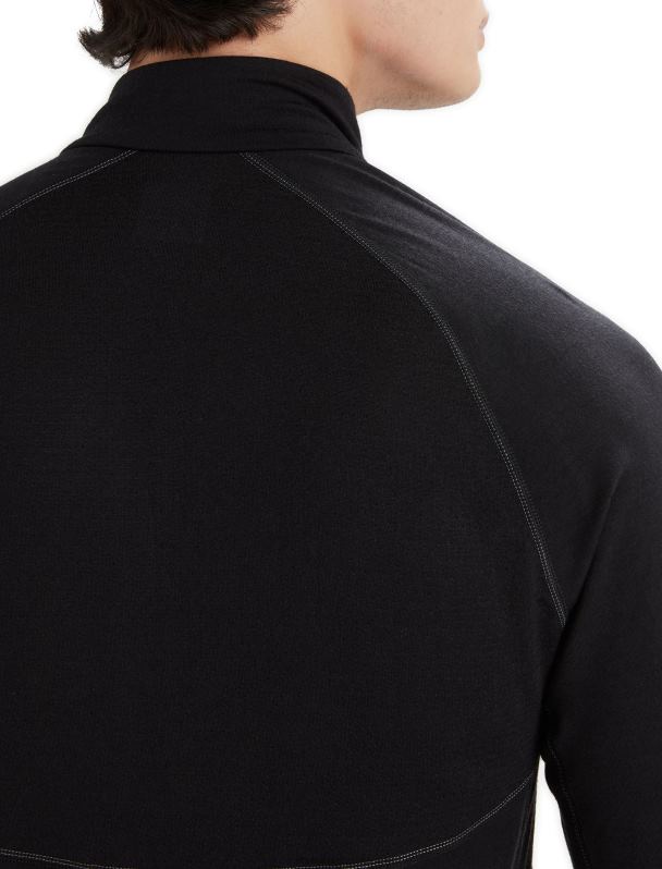 Icebreaker hombres Bodyfitzone Merino 200 Zone camiseta térmica de manga larga con media cremallera 0V2J0419 ropa negro