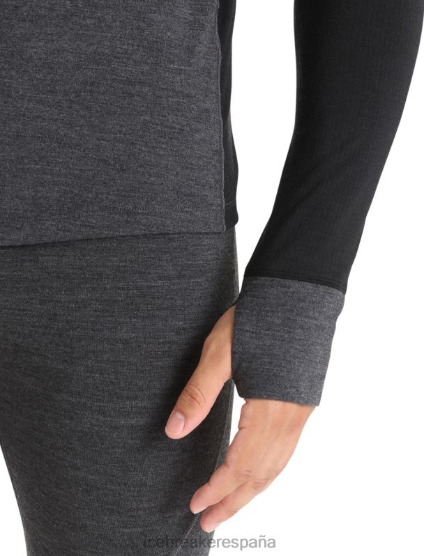 Icebreaker hombres Bodyfitzone Merino 260 Zone camiseta térmica de manga larga y media cremallera 0V2J0387 ropa jaspeado azabache/negro