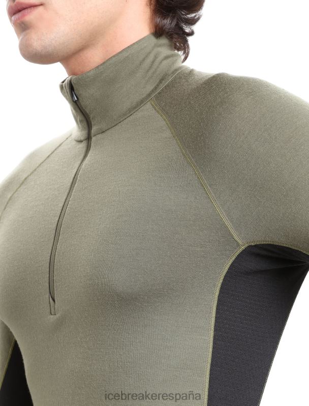 Icebreaker hombres Bodyfitzone Merino 260 Zone camiseta térmica de manga larga y media cremallera 0V2J0389 ropa loden/negro