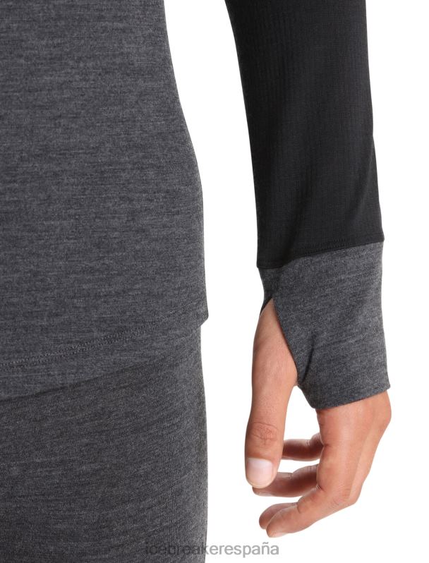 Icebreaker hombres Bodyfitzone camiseta térmica de manga larga Merino 260 Zone 0V2J0435 ropa jaspeado azabache/negro