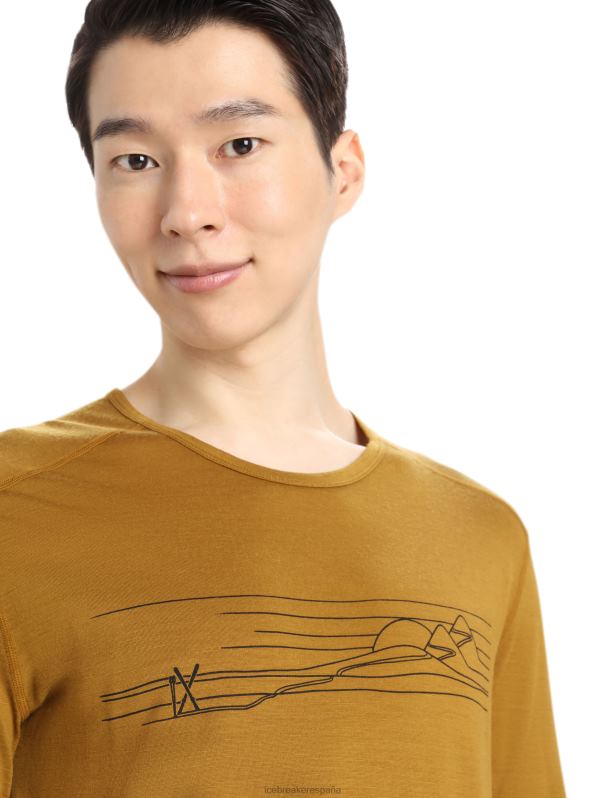 Icebreaker hombres Camiseta de esquí térmica Merino 200 Oasis Crewe de manga larga a rayas 0V2J0447 ropa Clavo