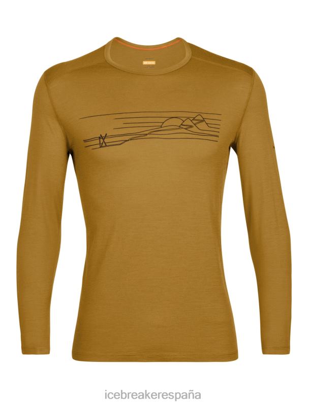 Icebreaker hombres Camiseta de esquí térmica Merino 200 Oasis Crewe de manga larga a rayas 0V2J0447 ropa Clavo