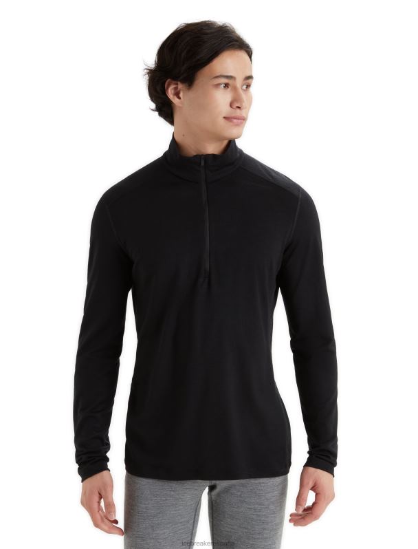 Icebreaker hombres Camiseta térmica Merino 200 Oasis de manga larga y media cremallera. 0V2J0149 ropa negro