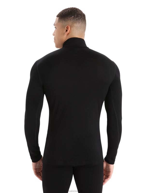 Icebreaker hombres Camiseta térmica Merino 260 Tech de manga larga y media cremallera. 0V2J0165 ropa negro