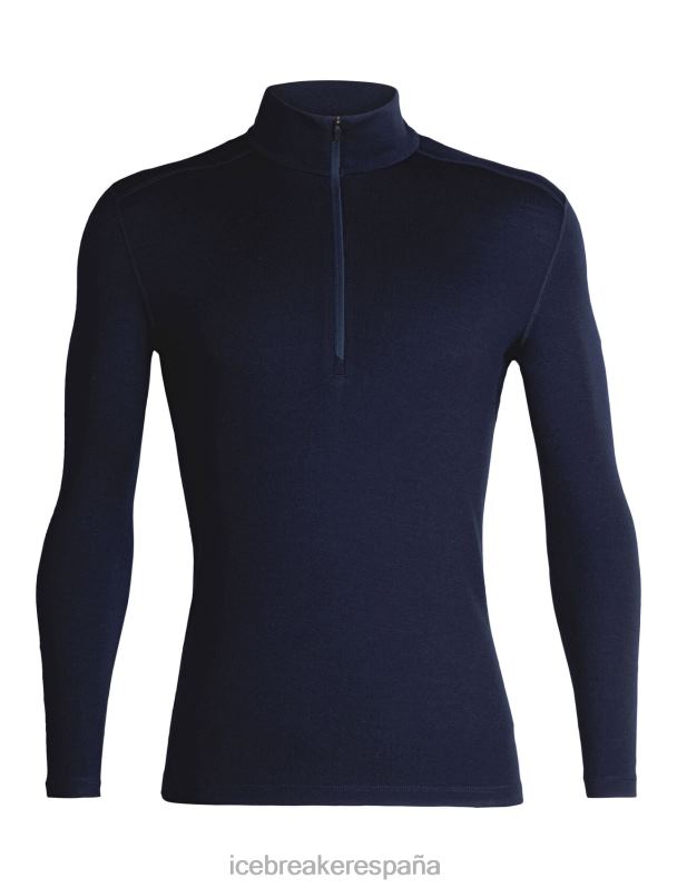 Icebreaker hombres Camiseta térmica Merino 260 Tech de manga larga y media cremallera. 0V2J0167 ropa azul marino de medianoche