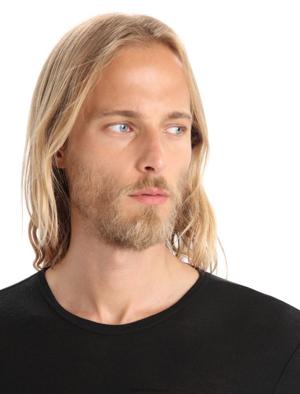 Icebreaker hombres Camiseta térmica de manga larga Merino 175 para uso diario. 0V2J0162 ropa negro