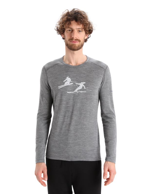 Icebreaker hombres Camiseta térmica de manga larga Merino 200 Oasis Crewe última carrera 0V2J0434 ropa brezo de piedra arenisca