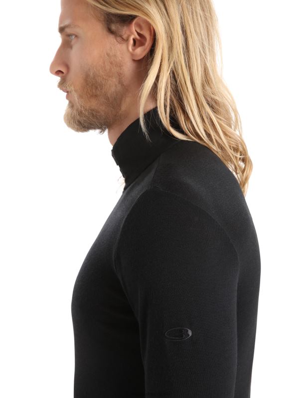 Icebreaker hombres Merino 175 camiseta térmica de manga larga y media cremallera para uso diario 0V2J0143 ropa negro