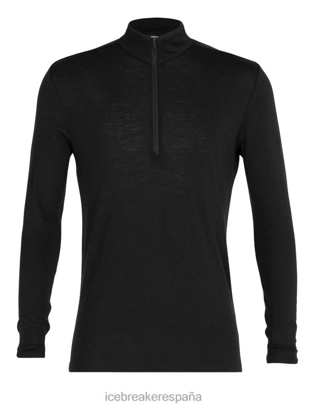 Icebreaker hombres Merino 175 camiseta térmica de manga larga y media cremallera para uso diario 0V2J0143 ropa negro