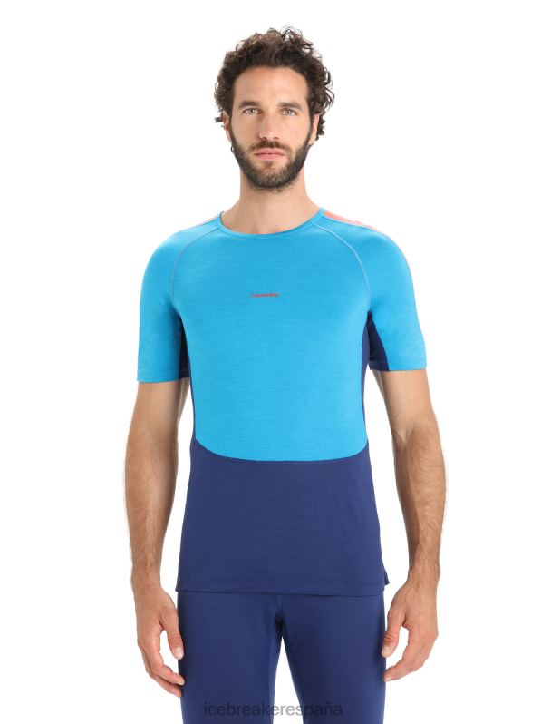 Icebreaker hombres Top térmico de manga corta con cuello redondo de merino 125 Zoneknit 0V2J0171 ropa azul geo/azul marino real